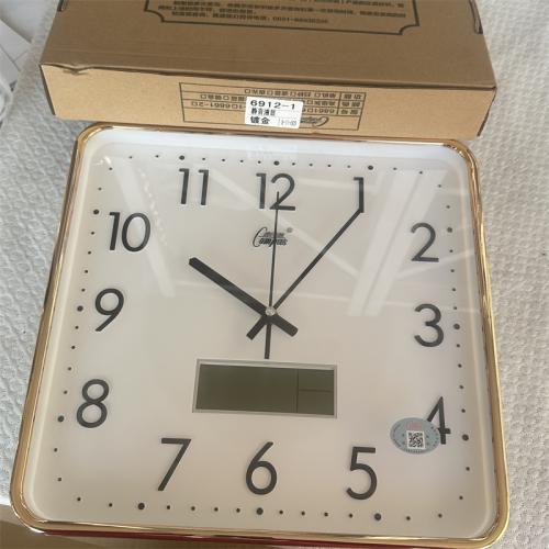 康巴赫石英钟镀金静音液显6912-1