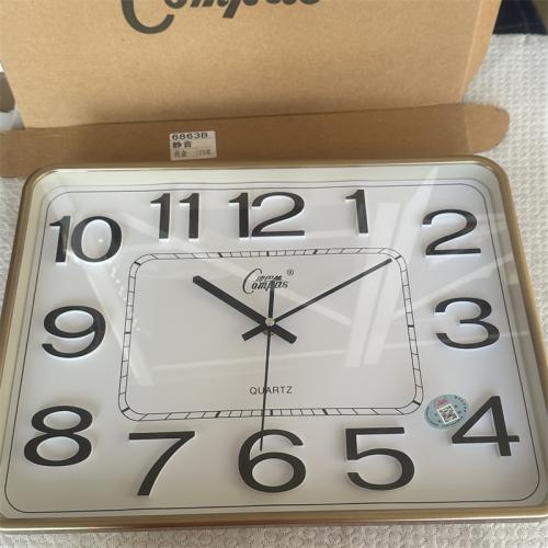 康巴赫石英钟静音亮金6863B