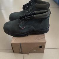 劳保鞋黑绿色高筒 带鞋带