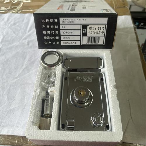 好汉外装门锁1.0白铬左带
